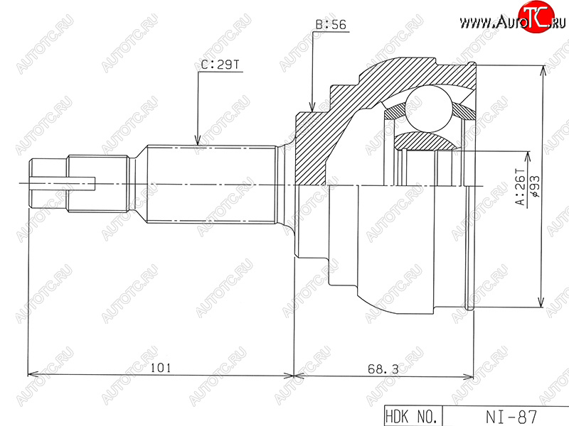 4 199 р. Шрус наружный NISSAN TEANA J32 QR25DE 08-13 HDK NI-087  с доставкой в г. Пермь