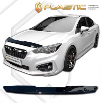 1 839 р. Дефлектор капота (рынок Японии правый руль) CA-Plastic Subaru Impreza GK седан дорестайлинг (2016-2020) (серия Classic черный)  с доставкой в г. Пермь. Увеличить фотографию 2