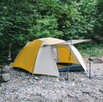 11 449 р. Палатка Naturehike Cloud-Creek PRO, 2-местная, бежево-желтая  cnk2300zp024-2ypro  с доставкой в г. Пермь. Увеличить фотографию 2