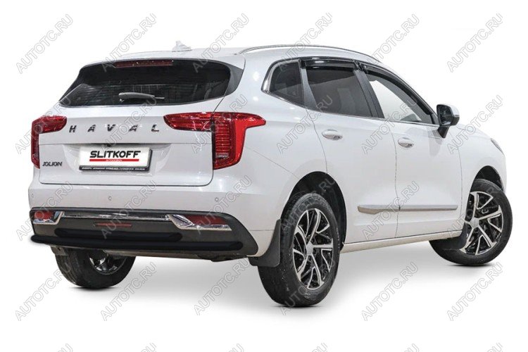 13 999 р. Защита заднего бампера d42+d42 двойная (2WD) Slitkoff  Haval Jolion (2020-2024) дорестайлинг (нержавейка с полимерным покрытием в цвет черный)  с доставкой в г. Пермь
