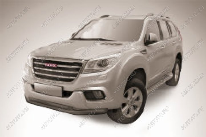 16 699 р. Защита переднего бампера d76+d57 двойная Slitkoff Haval H9 (2024-2025) (нержавейка с полимерным покрытием в цвет черный)  с доставкой в г. Пермь