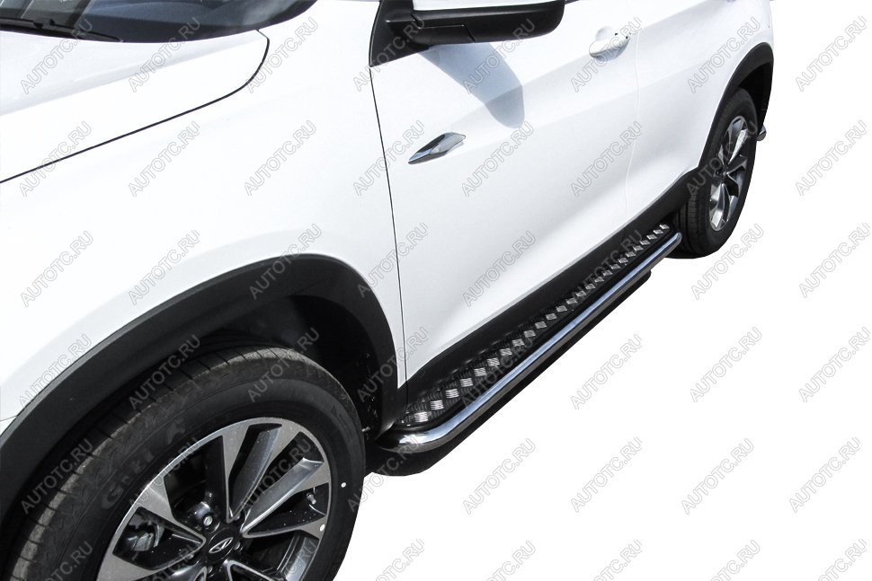 16 999 р. Защита порогов d57 с листом Slitkoff KIA Sorento BL рестайлинг (2006-2010) (нержавейка с полимерным покрытием в цвет черный)  с доставкой в г. Пермь