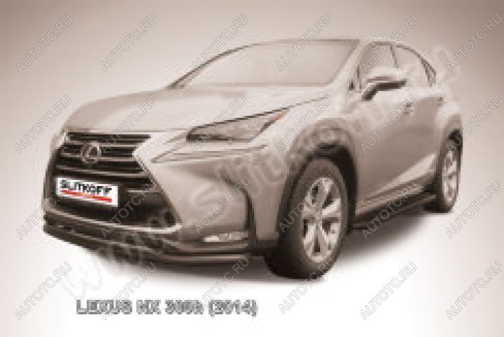 13 699 р. Защита переднего бампера d57+d42 двойная радиусная Slitkoff  Lexus NX300h  Z10 (2014-2017) дорестайлинг (нержавейка с полимерным покрытием в цвет черный)  с доставкой в г. Пермь