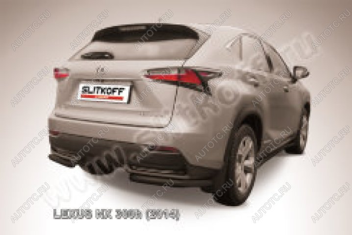 9 849 р. Защита заднего бампера уголки d57 Slitkoff  Lexus NX300h  Z10 (2014-2017) дорестайлинг (нержавейка с полимерным покрытием в цвет черный)  с доставкой в г. Пермь