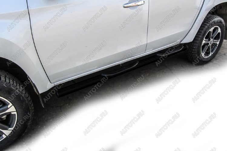 22 799 р. Защита порогов d76 с проступями Slitkoff  Mitsubishi L200  5 KK,KL (2018-2022) рестайлинг (нержавейка с полимерным покрытием в цвет черный)  с доставкой в г. Пермь