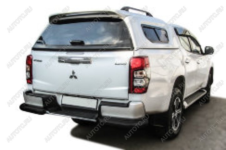 12 999 р. Защита заднего бампера уголки с бампером d76 Slitkoff  Mitsubishi L200  5 KK,KL (2018-2022) рестайлинг (нержавейка с полимерным покрытием в цвет черный)  с доставкой в г. Пермь