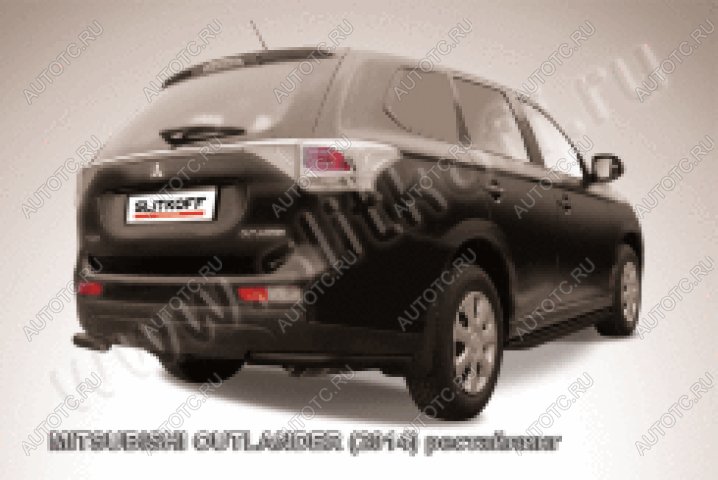 8 999 р. Защита заднего бампера уголки d57 Slitkoff  Mitsubishi Outlander  GF (2014-2016) 1-ый рестайлинг (нержавейка с полимерным покрытием в цвет черный)  с доставкой в г. Пермь