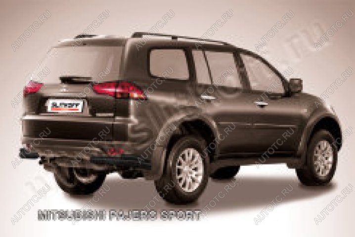 9 999 р. Защита заднего бампера уголки d57+d42 двойные Slitkoff  Mitsubishi Pajero Sport  PA (2004-2008) рестайлинг (нержавейка с полимерным покрытием в цвет черный)  с доставкой в г. Пермь