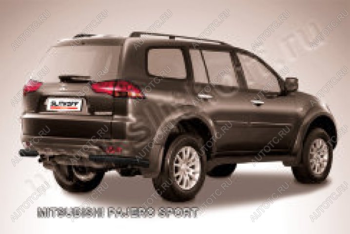 7 349 р. Защита заднего бампера уголки d57 Slitkoff  Mitsubishi Pajero Sport  PA (2004-2008) рестайлинг (нержавейка с полимерным покрытием в цвет черный)  с доставкой в г. Пермь