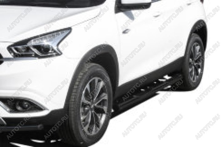 19 399 р. Защита порогов d76 с проступями Slitkoff  Mazda CX-5  KF (2016-2025) (нержавейка с полимерным покрытием в цвет черный)  с доставкой в г. Пермь