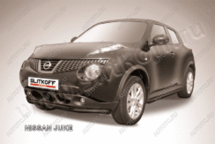 13 199 р. Защита переднего бампера d57+d42 двойная (4WD) Slitkoff  Nissan Juke  1 YF15 (2010-2014) дорестайлинг (нержавейка с полимерным покрытием в цвет черный)  с доставкой в г. Пермь