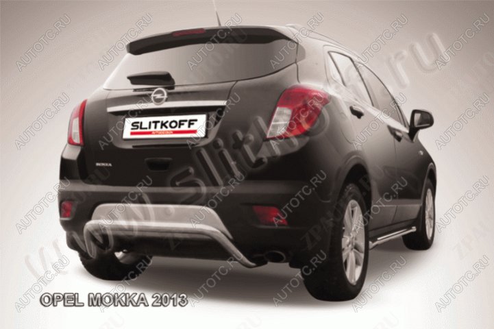 12 449 р. Защита заднего бампера d57 скоба Slitkoff Opel Mokka  дорестайлинг (2012-2016) (нержавейка с полимерным покрытием в цвет черный)  с доставкой в г. Пермь