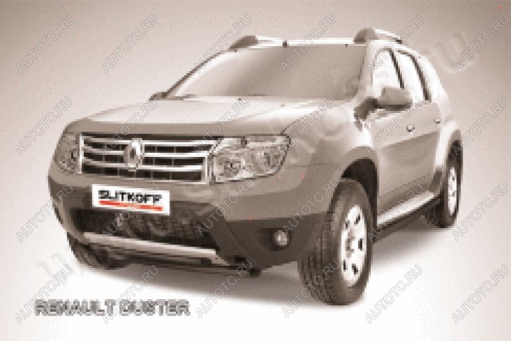 10 499 р. Защита переднего бампера d42+d42 двойная Slitkoff  Renault Duster  HS (2010-2015) дорестайлинг (нержавейка с полимерным покрытием в цвет черный)  с доставкой в г. Пермь