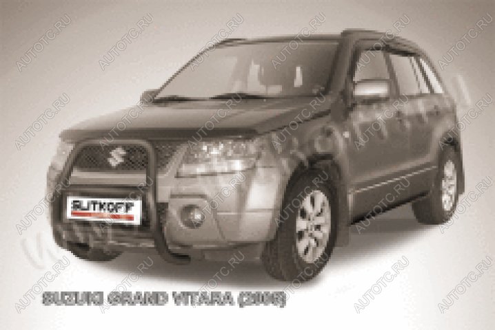 26 399 р. Защита переднего бампера кенгурятник d57 высокий Slitkoff  Suzuki Grand Vitara ( JT 5 дверей,  JT 3 двери) (2005-2008) дорестайлинг (нержавейка с полимерным покрытием в цвет черный)  с доставкой в г. Пермь
