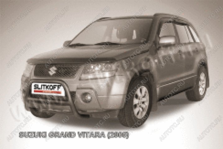 24 449 р. Защита переднего бампера кенгурятник d57 низкий Slitkoff  Suzuki Grand Vitara ( JT 5 дверей,  JT 3 двери) (2005-2008) дорестайлинг (нержавейка с полимерным покрытием в цвет черный)  с доставкой в г. Пермь