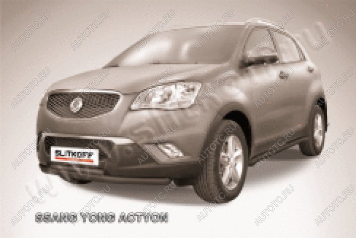 14 749 р. Защита переднего бампера d57+d42 двойная Slitkoff  SSANGYONG Actyon (2010-2013) дорестайлинг (нержавейка с полимерным покрытием в цвет черный)  с доставкой в г. Пермь