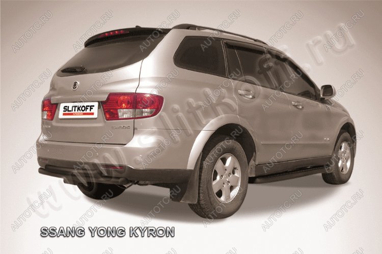 10 849 р. Защита заднего бампера d57+d57 двойная Slitkoff  SSANGYONG Kyron (2007-2016) рестайлинг (нержавейка с полимерным покрытием в цвет черный)  с доставкой в г. Пермь