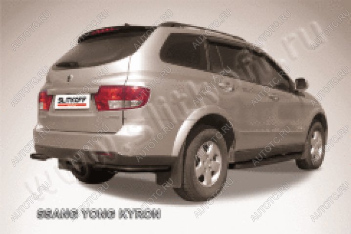 7 699 р. Защита заднего бампера уголки d57 Slitkoff  SSANGYONG Kyron (2007-2016) рестайлинг (нержавейка с полимерным покрытием в цвет черный)  с доставкой в г. Пермь