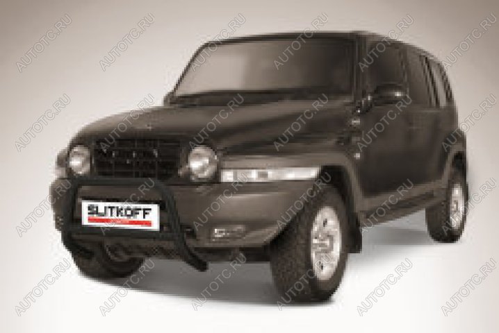 30 749 р. Защита переднего бампера кенгурятник d57 низкий Slitkoff  ТАГАЗ Tager  5d (2008-2012) (нержавейка с полимерным покрытием в цвет черный)  с доставкой в г. Пермь