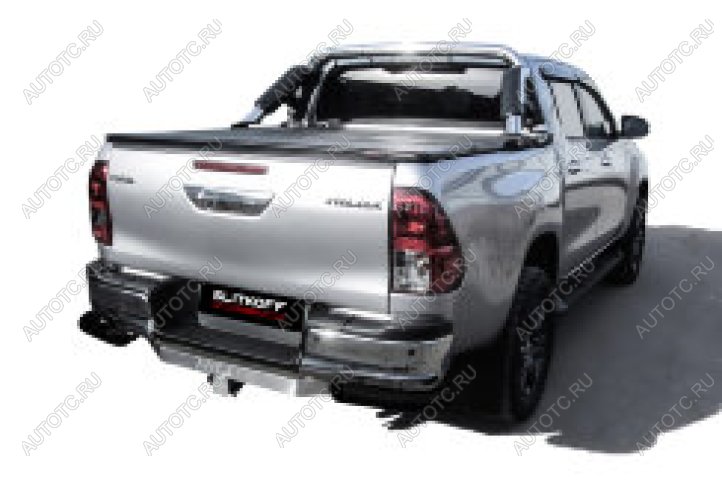 12 999 р. Защита заднего бампера уголки d76 Slitkoff  Toyota Hilux  AN120 (2020-2025) 2-ой рестайлинг (нержавейка с полимерным покрытием в цвет черный)  с доставкой в г. Пермь