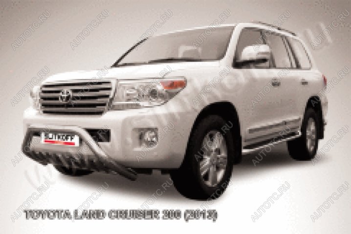 41 699 р. Защита переднего бампера кенгурятник d76 низкий широкий с ЗК Slitkoff  Toyota Land Cruiser  200 (2012-2015) 1-ый рестайлинг (нержавейка с полимерным покрытием в цвет черный)  с доставкой в г. Пермь