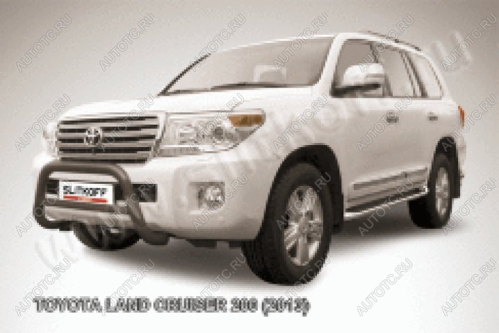 35 799 р. Защита переднего бампера кенгурятник d76 низкий Slitkoff  Toyota Land Cruiser  200 (2012-2015) 1-ый рестайлинг (нержавейка с полимерным покрытием в цвет черный)  с доставкой в г. Пермь