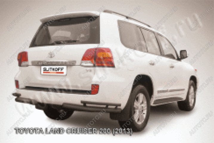 16 899 р. Защита заднего бампера уголки двойные d76+d42 Slitkoff  Toyota Land Cruiser  200 (2012-2015) 1-ый рестайлинг (нержавейка с полимерным покрытием в цвет черный)  с доставкой в г. Пермь