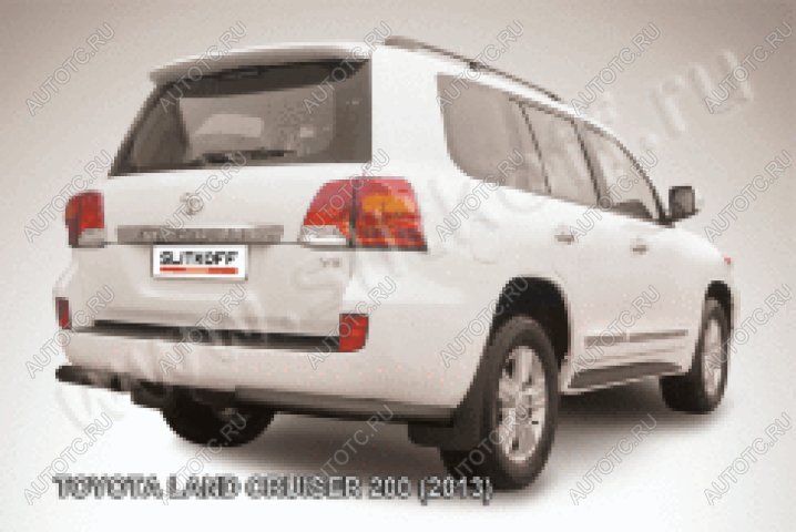 14 099 р. Защита заднего бампера уголки d76 Slitkoff  Toyota Land Cruiser  200 (2012-2015) 1-ый рестайлинг (нержавейка с полимерным покрытием в цвет черный)  с доставкой в г. Пермь