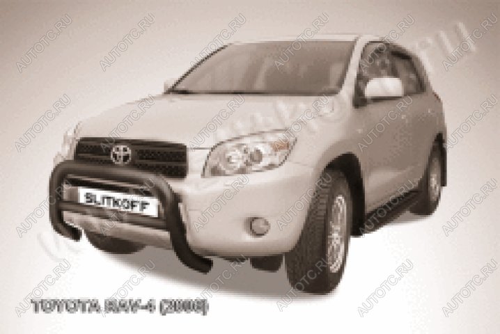 29 899 р. Защита переднего бампера кенгурятник d76 низкий Slitkoff  Toyota RAV4  XA305 (2005-2009) 5 дв. дорестайлинг (нержавейка с полимерным покрытием в цвет черный)  с доставкой в г. Пермь