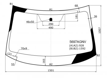 Стекло лобовое Mitsubishi Outlander 12-22 FUYAO 5697AGNV