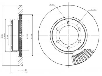 Диск тормозной передний Ø338mm HOSU Lexus GX470  J120 (2002-2007), Toyota 4Runner  N210 (2002-2005), Toyota Land Cruiser Prado  J120 (2002-2009)