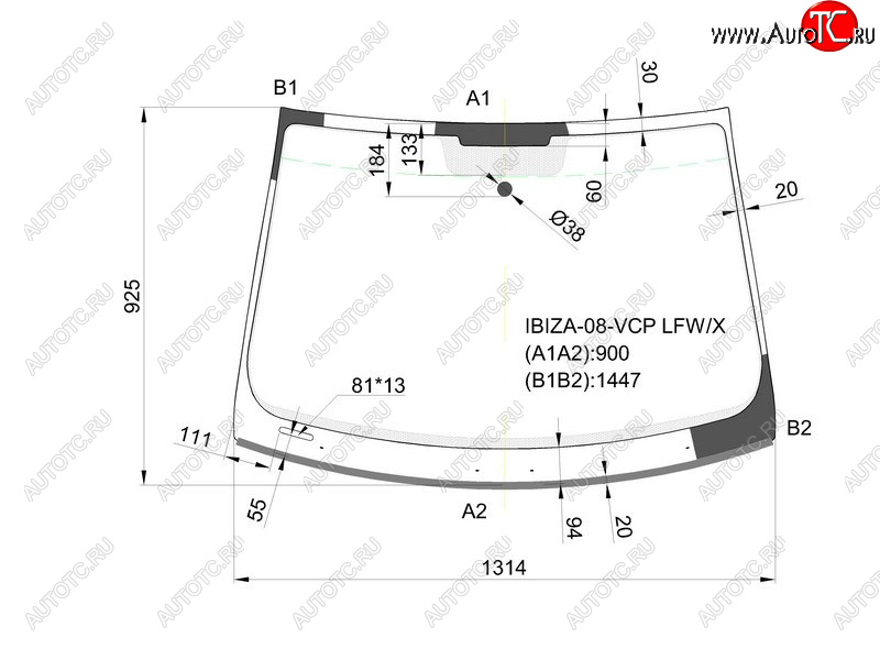 8 599 р. Стекло лобовое (Молдинг) SEAT Ibiza 08-17 XYG IBIZA-08-VCP LFW/X  с доставкой в г. Пермь