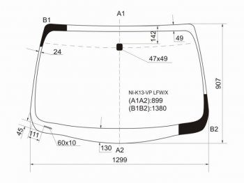 Стекло лобовое Nissan March 10-22  Micra 10-20 XYG NI-K13-VP LFW/X