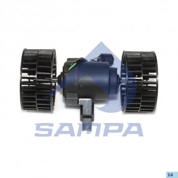 4 399 р. Мотор отопителя SCANIA 4 series (95-) в сборе с крыльчаткой SAMPA SAMPA 042.206  с доставкой в г. Пермь. Увеличить фотографию 1