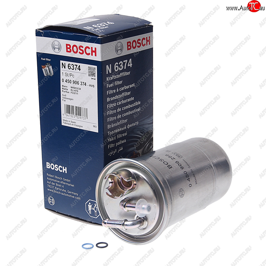 1 999 р. Фильтр топливный VW AUDI A4 (00-08) SKODA (1.9/2.0 TDI) FIAT Punto (94-99) (1.7 TD) BOSCH BOSCH 0450906374 BOSCH 0450906374  с доставкой в г. Пермь