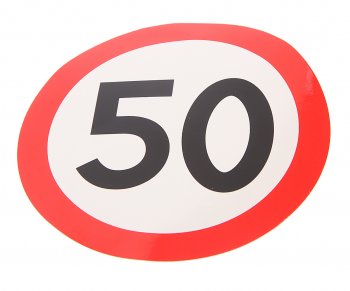 58 р. Наклейка-знак виниловая Ограничение скорости 50кмч круг, наружная d=16см AUTOSTICKERS AUTOSTICKERS 05024  с доставкой в г. Пермь. Увеличить фотографию 1