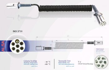 3 699 р. Кабель электрический прицепа S-type 6+1-полюсный L=4500мм металлические штекеры ALSA ALSA 05rf0102s45  с доставкой в г. Пермь. Увеличить фотографию 2