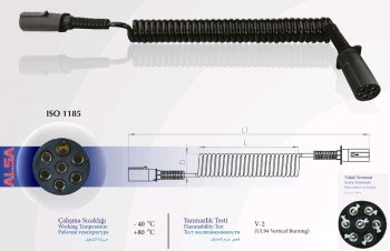 3 599 р. Кабель электрический прицепа N-type 7-полюсный L=4500мм пластиковые штекеры ALSA ALSA 05rf0103n45  с доставкой в г. Пермь. Увеличить фотографию 2