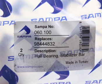 359 р. Втулка стабилизатора IVECO EuroTech,EuroCargo,Tector переднего (половинка) (62x92x7080мм) SAMPA SAMPA 060.100  с доставкой в г. Пермь. Увеличить фотографию 3