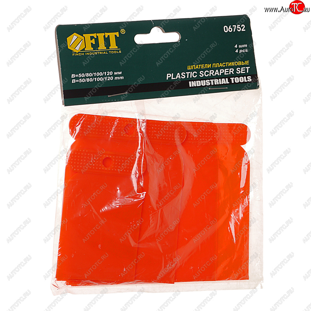 100 р. Набор шпателей 50-80-100-120мм пластик красный 4 предмета FIT FIT 06752  с доставкой в г. Пермь