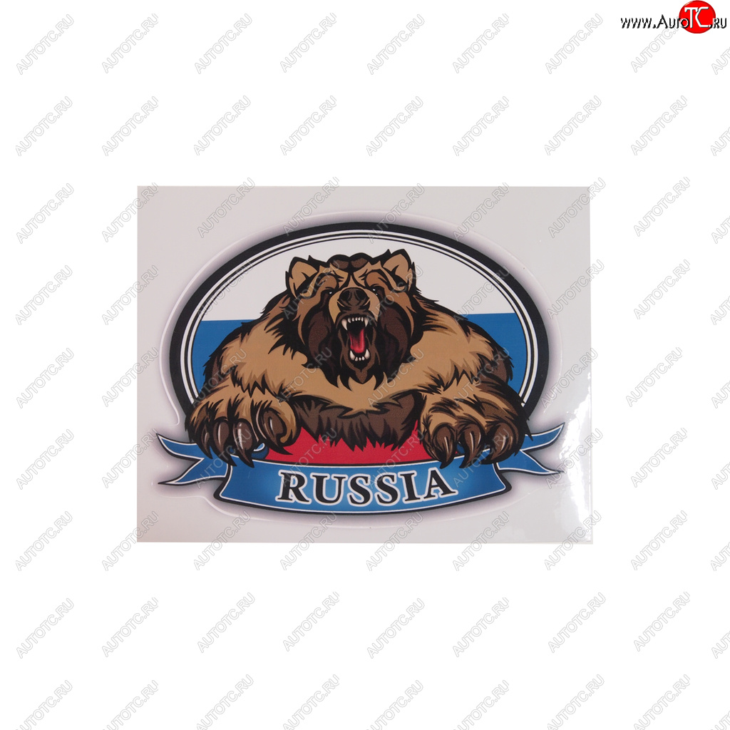 47 р. Наклейка-знак виниловая RUS-флаг медведь 10х14см (овал) в упаковке AUTOSTICKERS AUTOSTICKERS 06811062617  с доставкой в г. Пермь