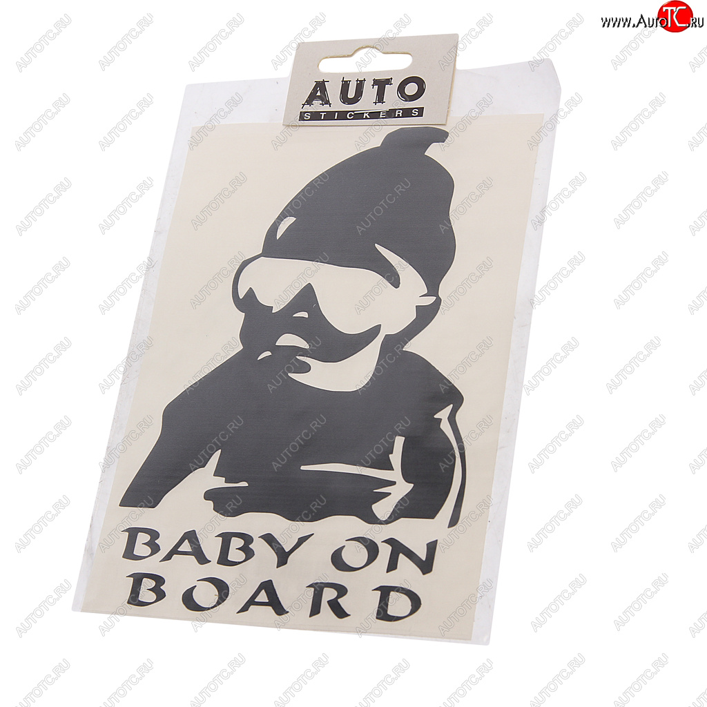 119 р. Наклейка виниловая вырезанная Baby on Board 12х17см черная AUTOSTICKERS AUTOSTICKERS 07555  с доставкой в г. Пермь
