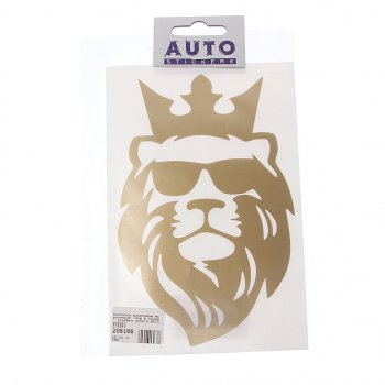 95 р. Наклейка виниловая вырезанная Лев в очках 11х16см золото AUTOSTICKERS AUTOSTICKERS 079363  с доставкой в г. Пермь. Увеличить фотографию 1