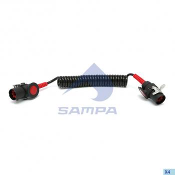 5 199 р. Кабель электрический АБС DAF прицепа 7-полюсный L=4500мм SAMPA SAMPA 095.167  с доставкой в г. Пермь. Увеличить фотографию 1