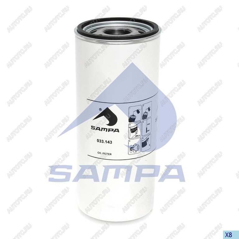 1 239 р. Фильтр масляный VOLVO 6FL,7FL,10FL,12F,12FH,12FL,16FL SAMPA SAMPA 033.143-01  с доставкой в г. Пермь