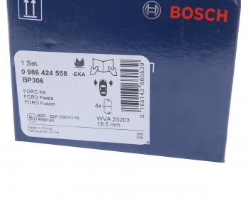 2 199 р. Колодки тормозные передние (4шт.) BOSCH Ford Fiesta 5 хэтчбэк 5 дв. дорестайлинг (2001-2005)  с доставкой в г. Пермь. Увеличить фотографию 4