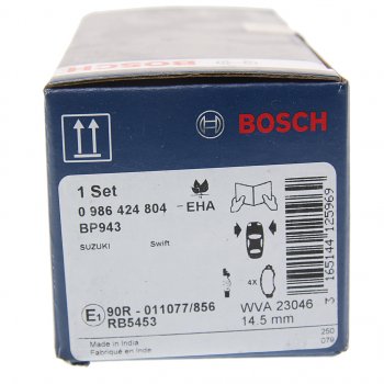 2 299 р. Колодки тормозные передние (4шт.) BOSCH Suzuki Swift ZC дорестайлинг, хэтчбэк 5 дв. (2003-2008)  с доставкой в г. Пермь. Увеличить фотографию 4
