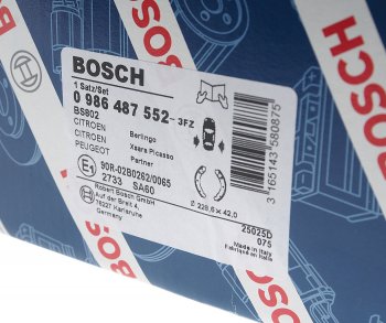 2 299 р. Колодки тормозные задние барабанные 4шт. BOSCH Peugeot Partner M49/M59 дорестайлинг (1997-2002)  с доставкой в г. Пермь. Увеличить фотографию 4