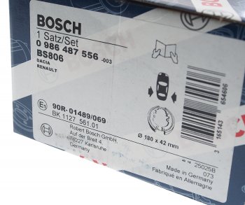 1 899 р. Колодки тормозные задние барабанные (4шт.) BOSCH Renault Logan 2 дорестайлинг (2014-2018)  с доставкой в г. Пермь. Увеличить фотографию 4