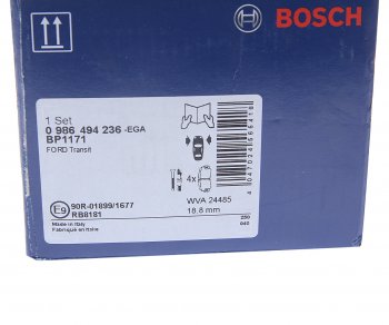 3 899 р. Колодки тормозные передние (4шт.) BOSCH Ford Transit цельнометаллический фургон (2006-2014)  с доставкой в г. Пермь. Увеличить фотографию 4